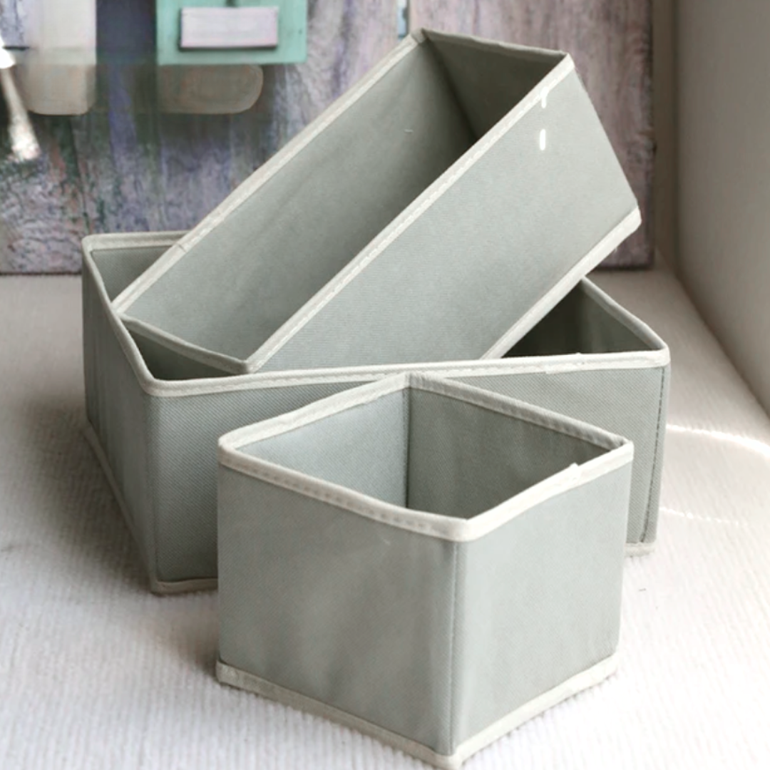 Set of six boxes storage organizers