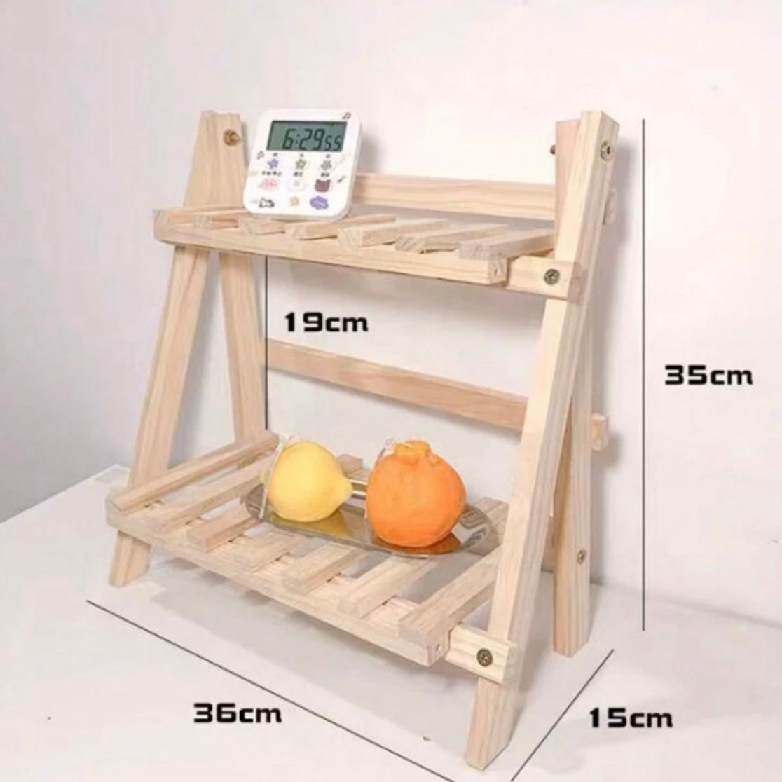 Double Layer Wooden Organizer Shelf