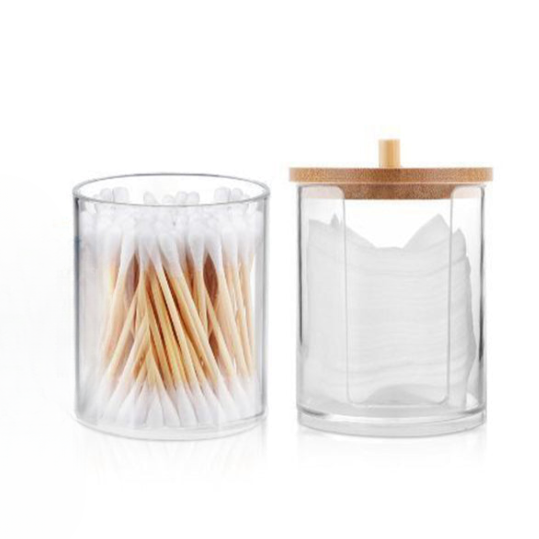 SET OF 2 Cotton Pads and Cotton Swabs Holder