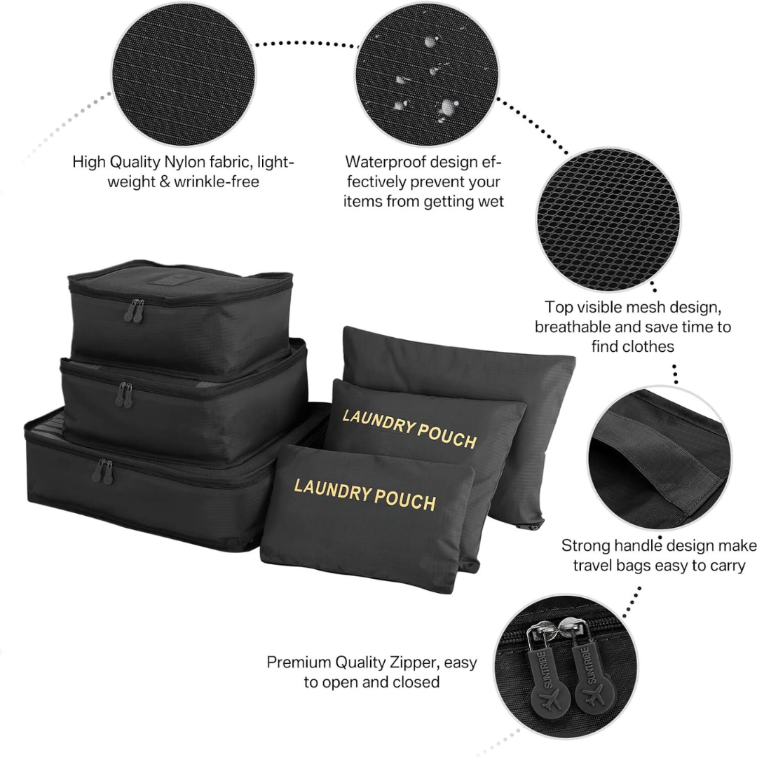 Travel bags organizer 6 pieces