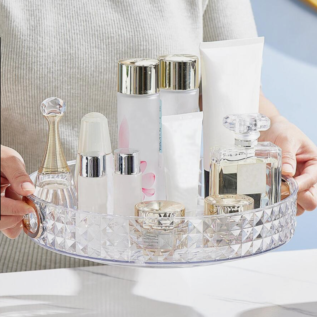 Large transparent Round Tray Storage Organizer