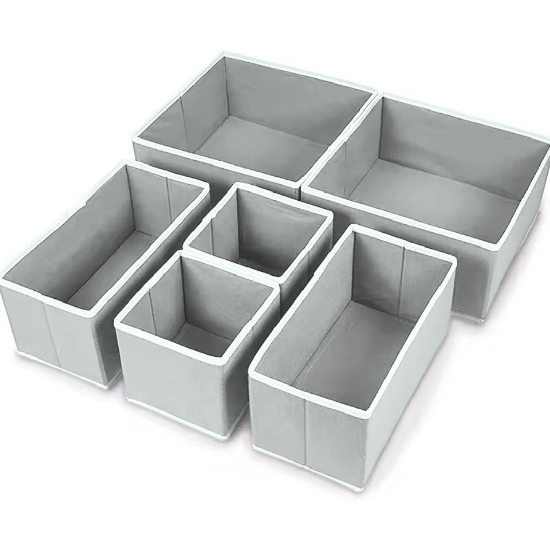 Set of six boxes storage organizers