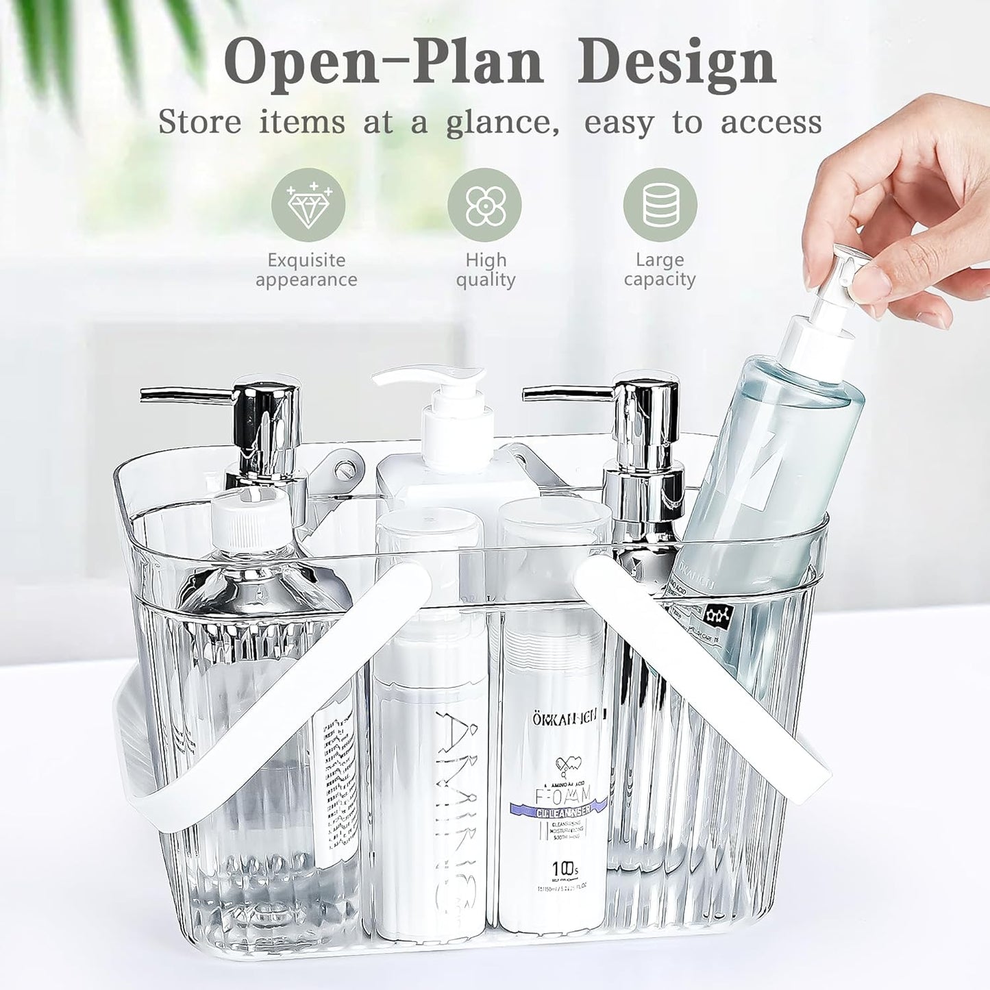 Transparent Basket with White handle