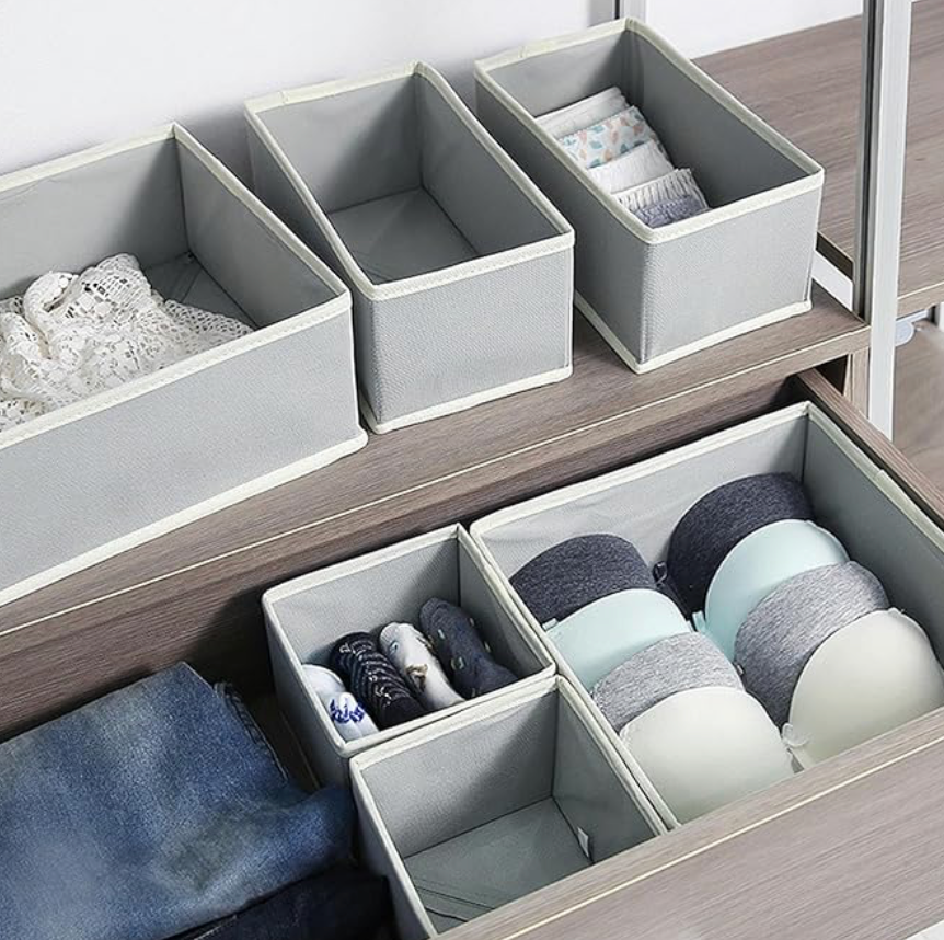 Set of six boxes storage organizers